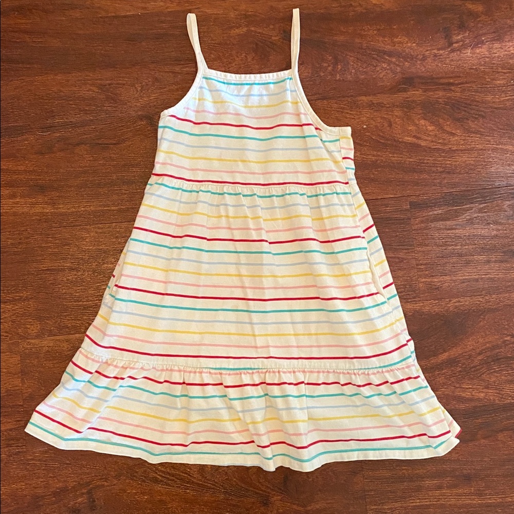 🌈5/25🌈 Old Navy 100% Cotton Rainbow Stripe Tank Dress w Pockets! size 8